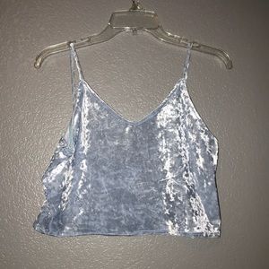 fashion nova baby blue velvet two piece set.